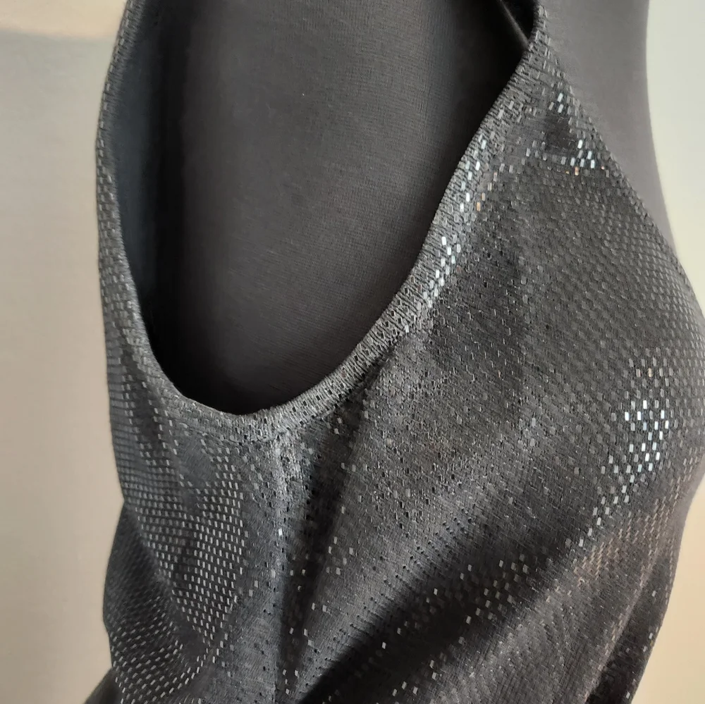 St. John Black Pleated Mini Sundress Scoop Neck